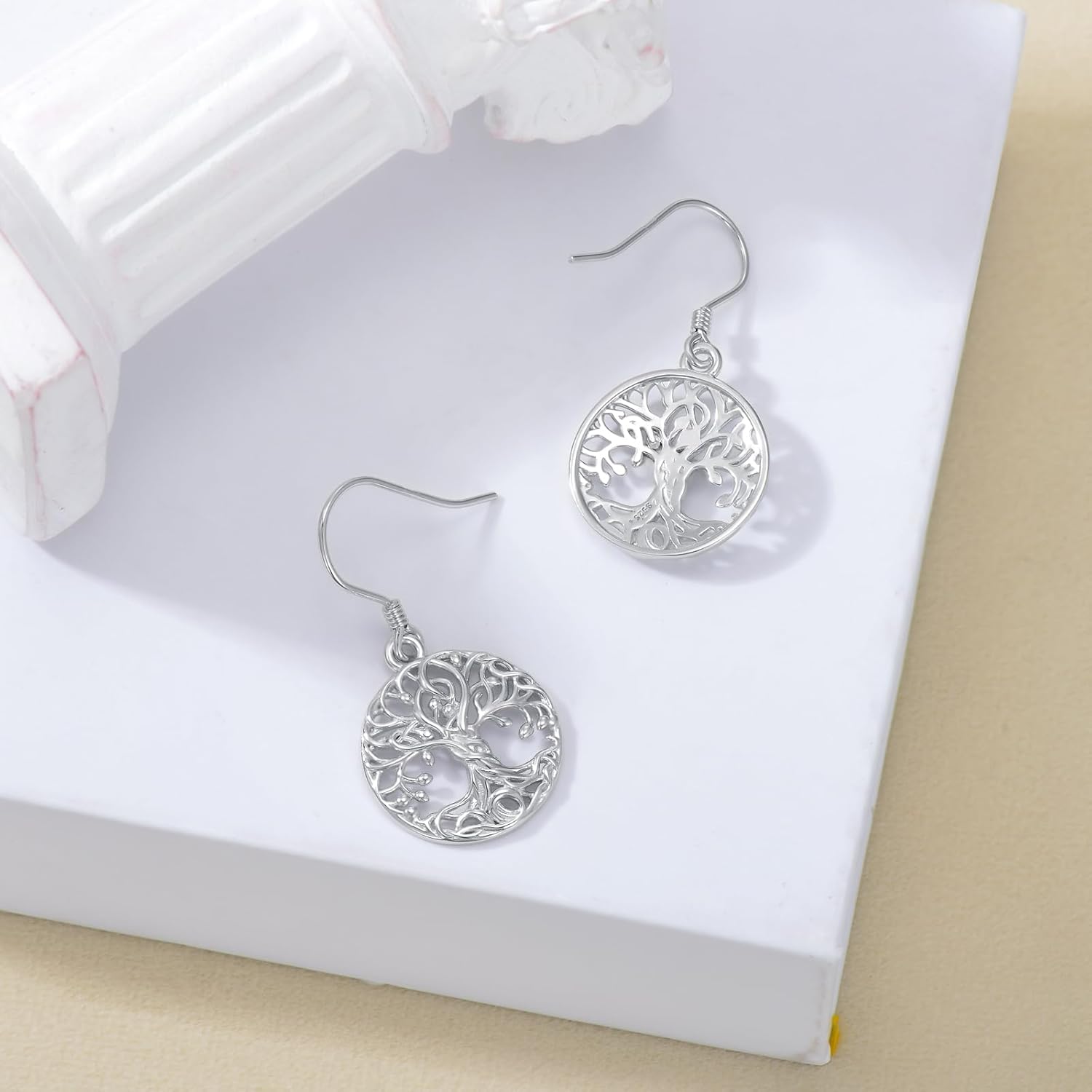 VONALA Silver Earrings for Women 925 Sterling Silver Tree of Life Filigree Leverback Drop Dangling Earrings Birthday Anniversary Christmas Jewelry Gifts