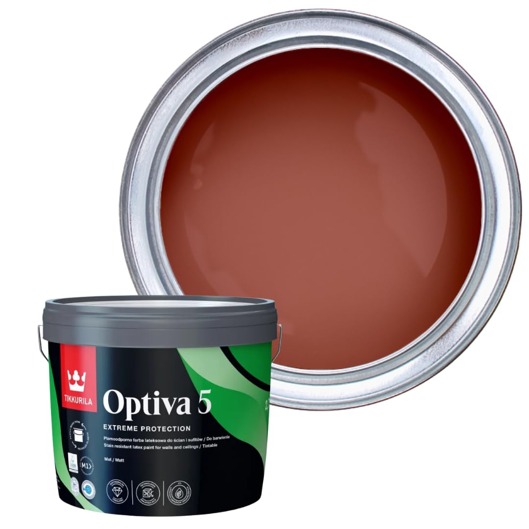TIKKURILA Optiva 5 Matt Emulsion Paint โ Durable, Scrubbable & Easy-Clean for Walls and Ceilings | Zero VOC - 3L Madras N411