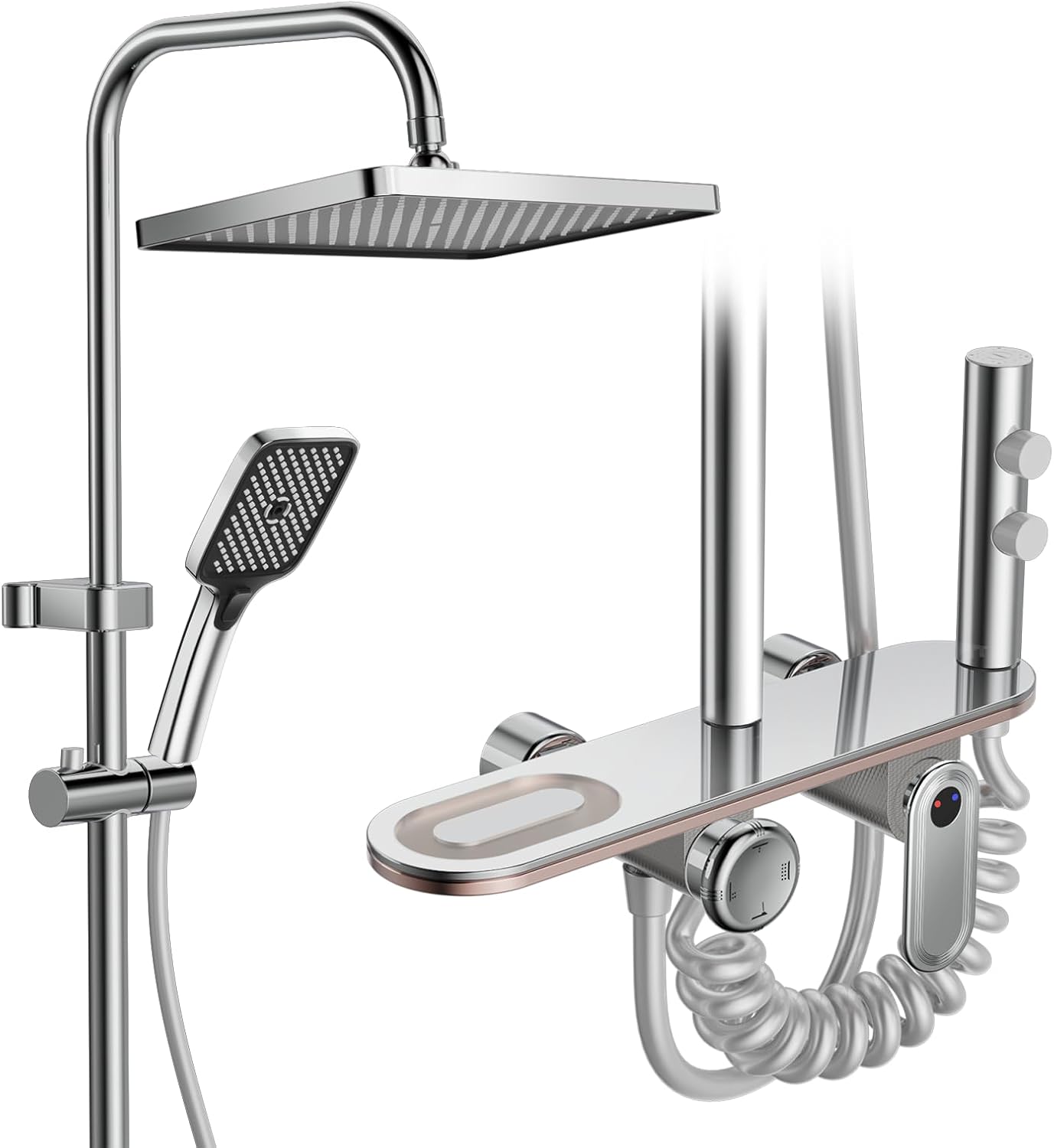 Shower Mixer Complete Set Rain Shower with Tap Chrome