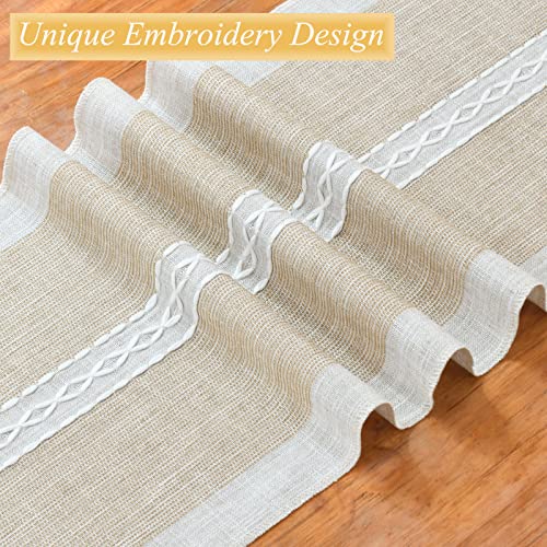 Miniatura 2 de Wracra Camino De Mesa De Algodón Bordado, Estilo Campesino Para Interior Y Exterio Camino De Mesa Café 150cm Con Borlas Para Decoración De Fiestas Y Cocinas Café, 150cm