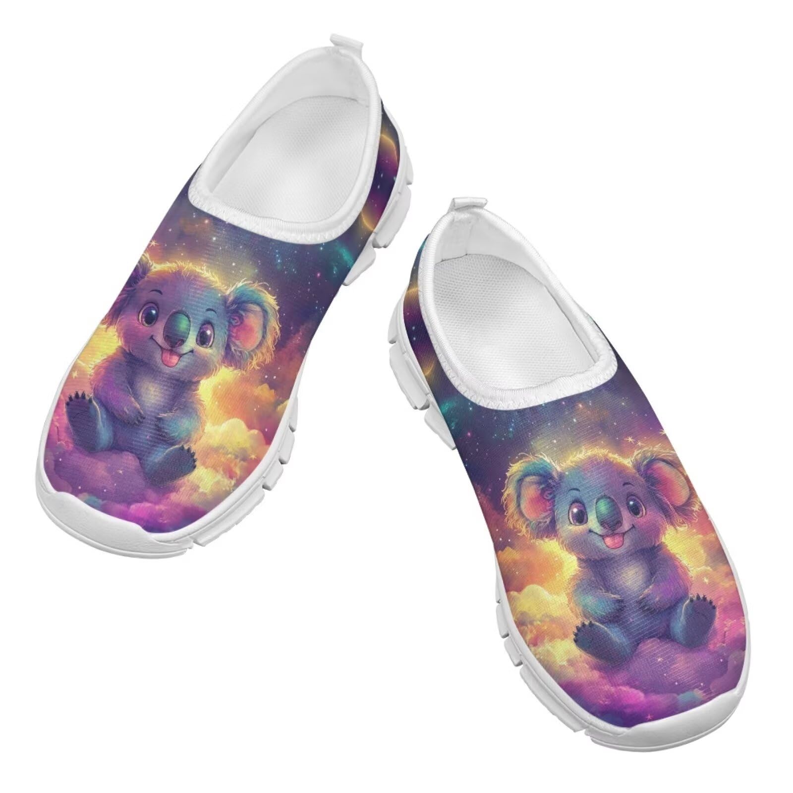 Cugasmaru Koala Shoes for Girls Sneakers Size 1 Big Kids Slip On Tennis Shoes for Fancy Kids Athletic Casual Shoes Non Slip Gym Fitness Shoes Outdoor Mesh Walking Shoes