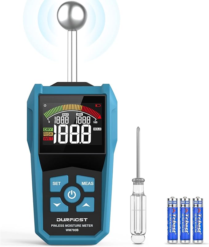 Moisture Meter，DURFICST Damp Meter with Color LCD and Acoustic Alarm