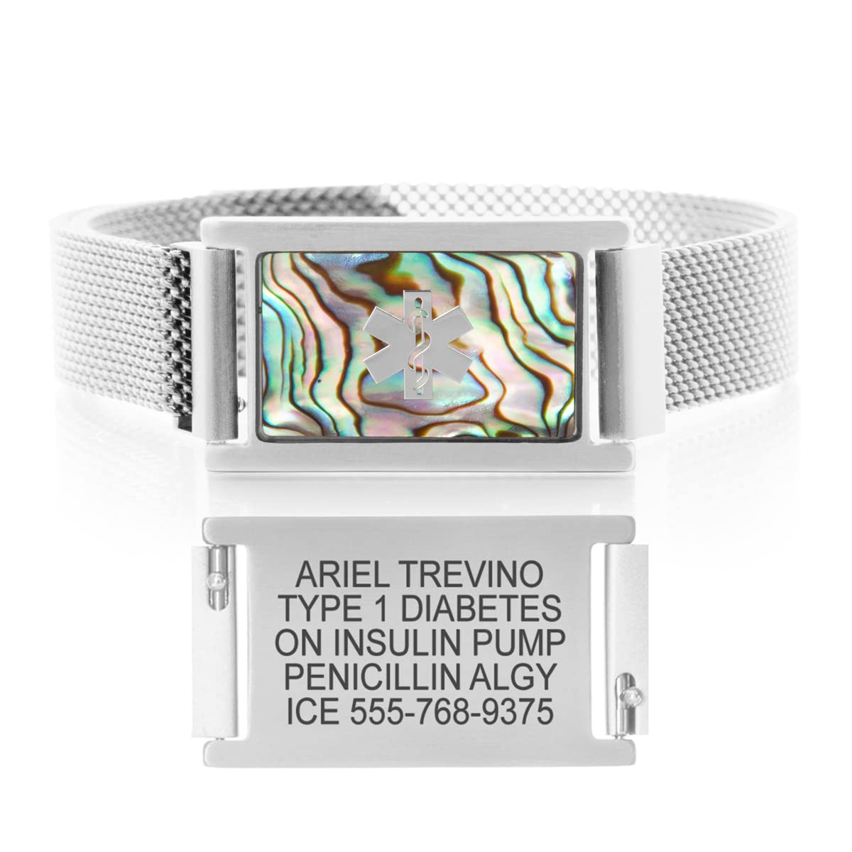 Lauren's HopeMedical Alert Bracelets for Women, Brushed Sandstone Gold Tone Stainless Steel Medical ID Bracelet, Custom Engraved With Important Medical Information, Fully Size Adjustable, Stylish, Durable and Waterproof Band, Lauren's Hope Medical ID