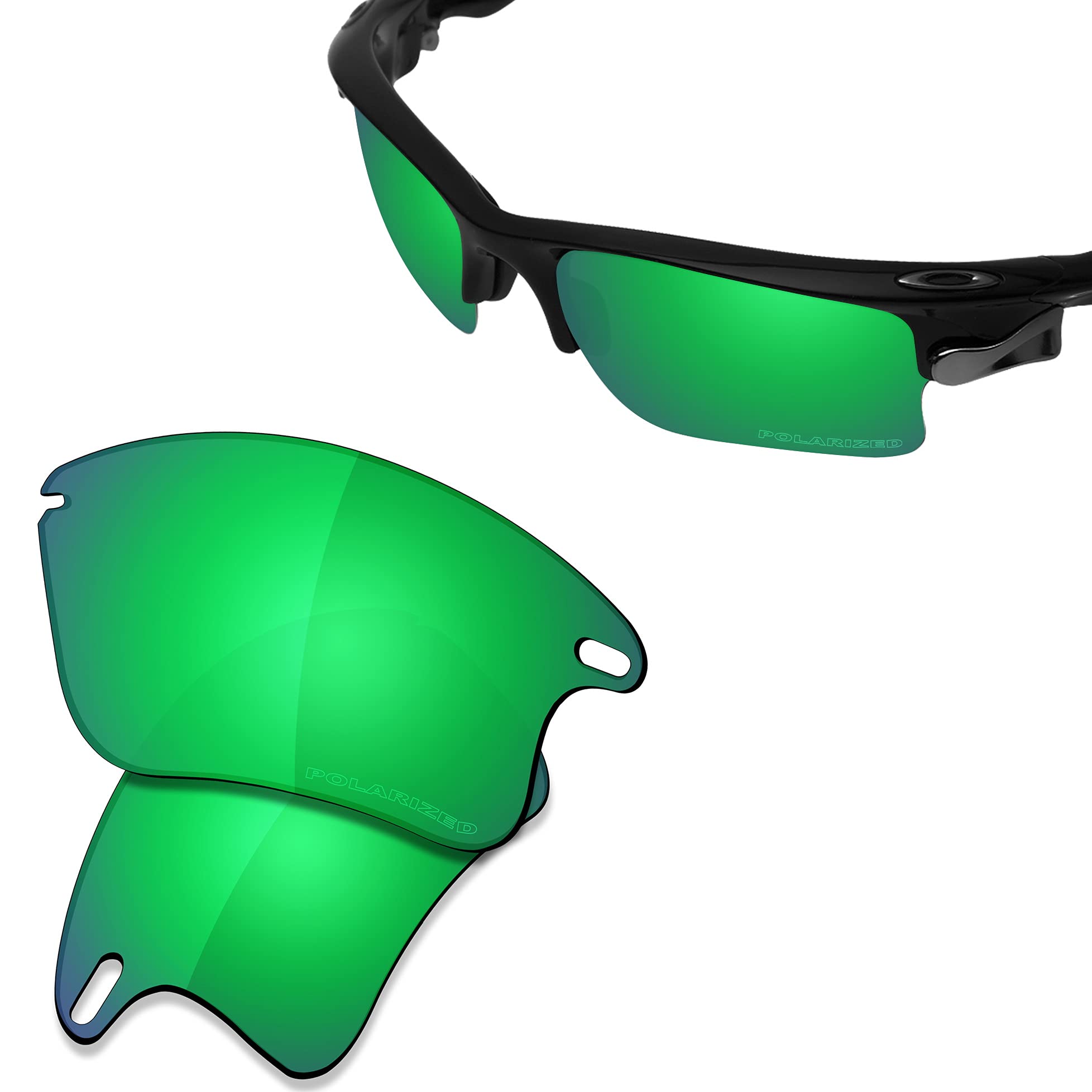 SAUCER Premium Replacement Lenses & Rubber Kits for Oakley Fast Jacket XL OO9156 | Fast Jacket XL Low Bridge Fit OO9163 Sunglasses High Definition - Jade Green Polarized