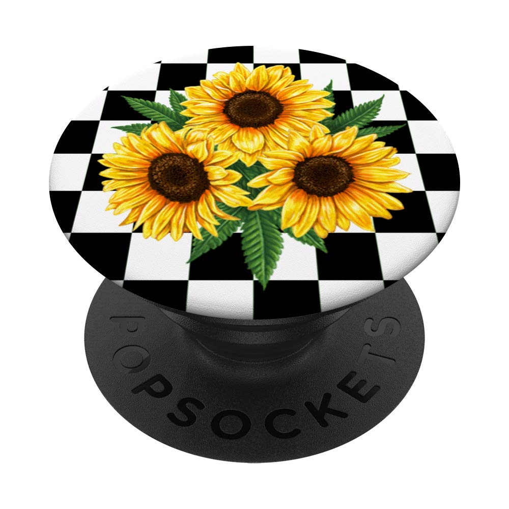 SkyvoraSunflower Checkerboard PopSockets Swappable PopGrip