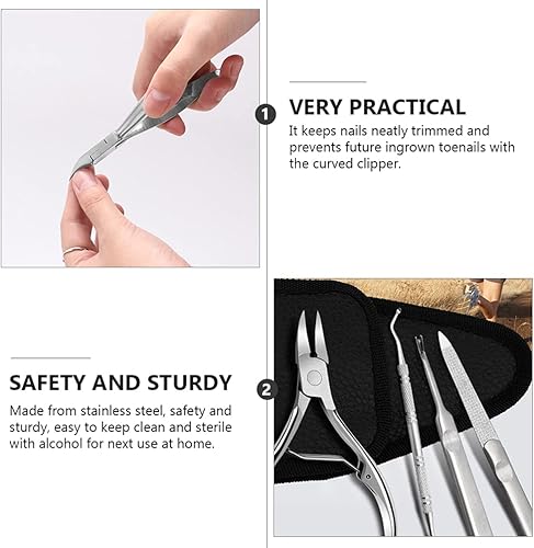 Miniatura 5 de Cortadora de cutículas con empujador de cutículas, kit de herramientas profesional para quitar cutículas, cortaúñas de acero inoxidable para uñas