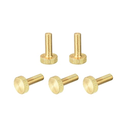Miniatura 60 de uxcell Tornillos moleteados para pulgar, pernos planos de latón M6x10mm, perillas de agarre para PC, electrónico, mecánico, 5