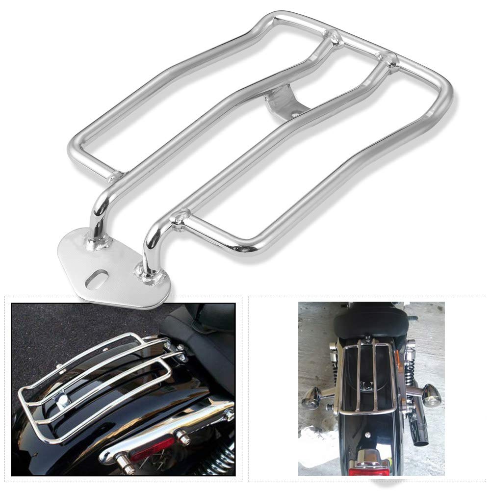 KaTur Moto Porte-Bagages Support à Tablette pour l'arrière Solo Seat 280mm (11") Argent Convient Harley XL Sportster 883 XL1200 1985-2003