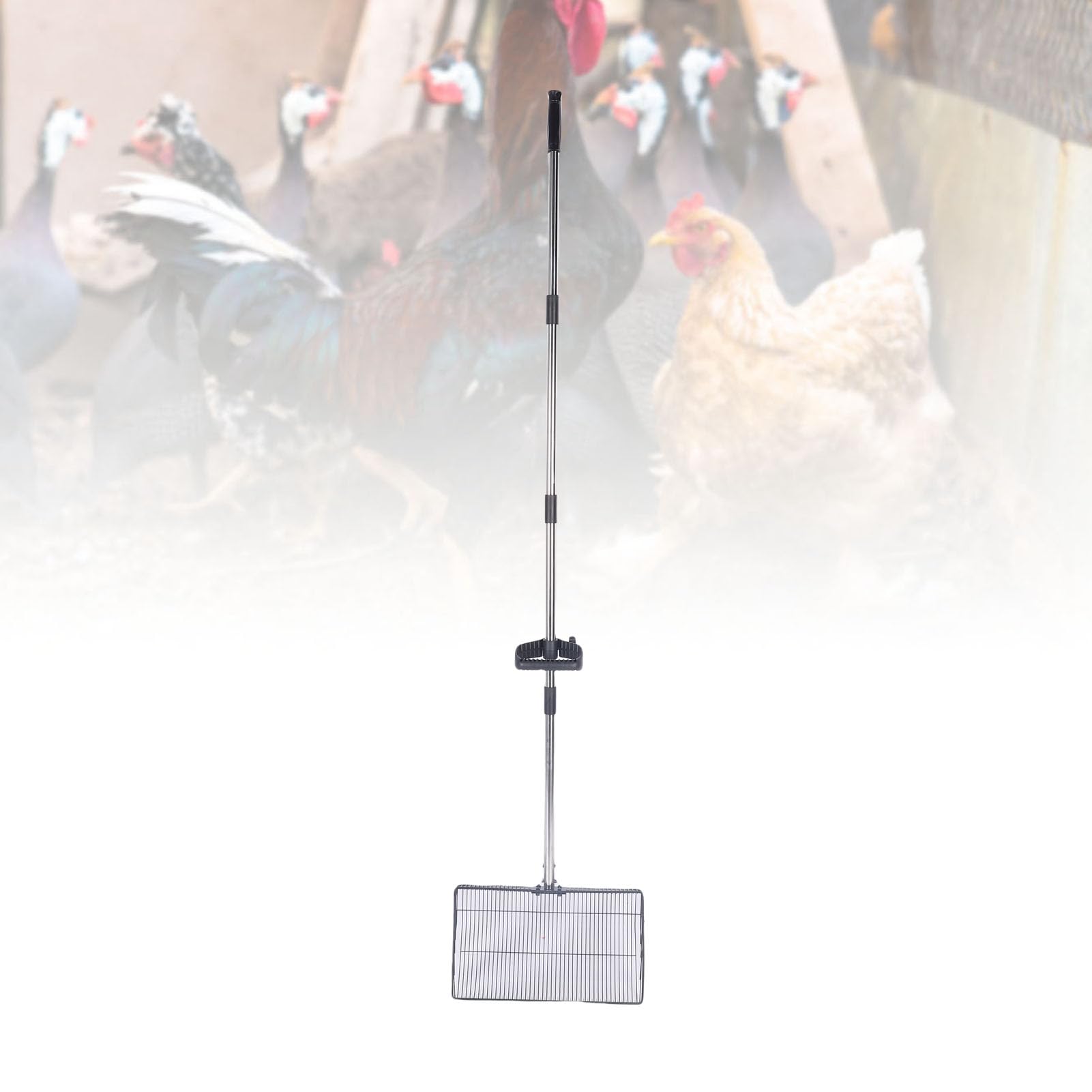 Paletta Telescopica per Lettiera per Pollaio in Acciaio Inossidabile con Meccanismo di Bloccaggio Facile, Pala Multifunzionale per Cacca di Pollo