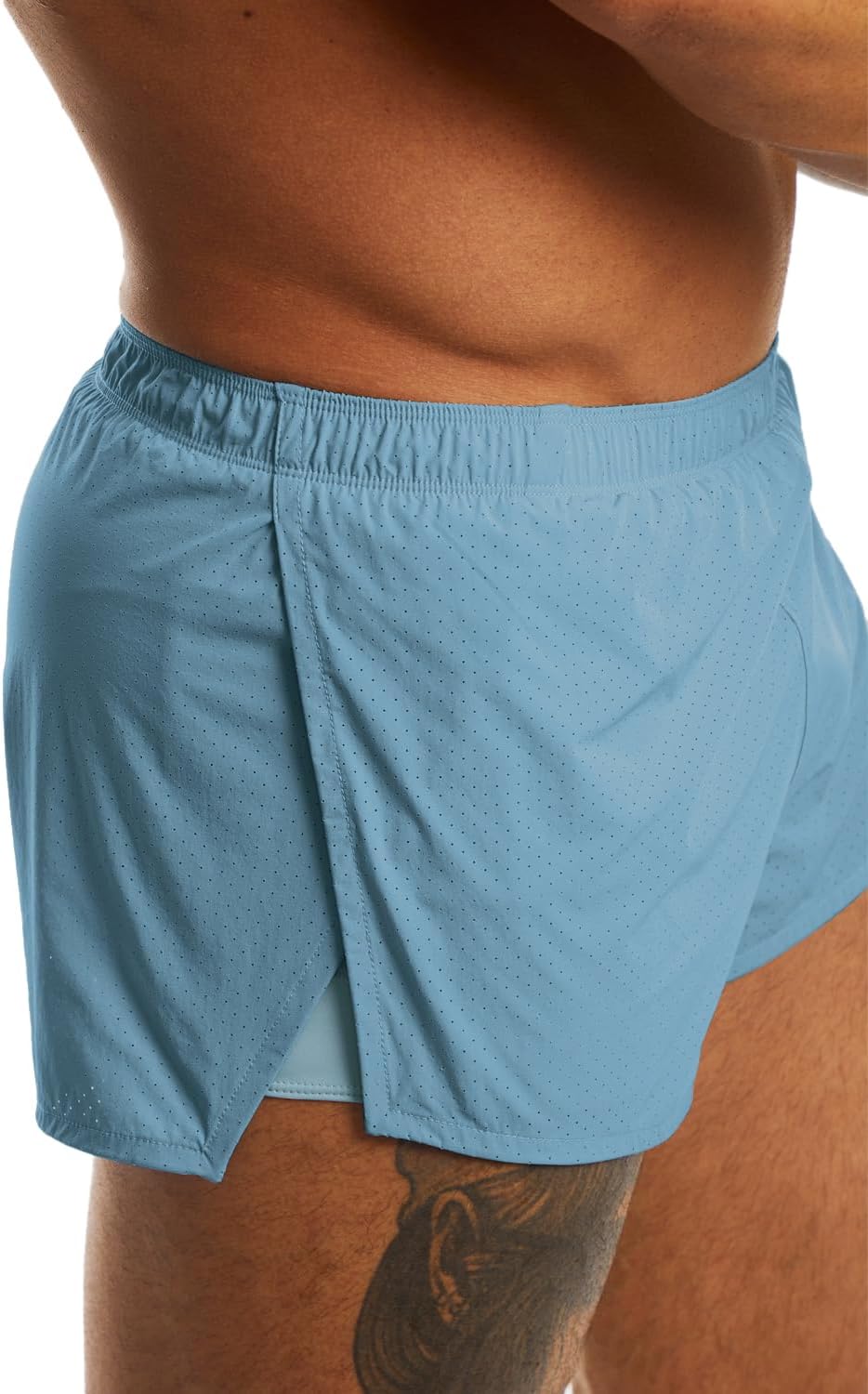 Ouber Men's Running Shorts with Liner 2'' Workout Shorts Bodybuilding Side Split Mesh Gym Shorts - Image 3