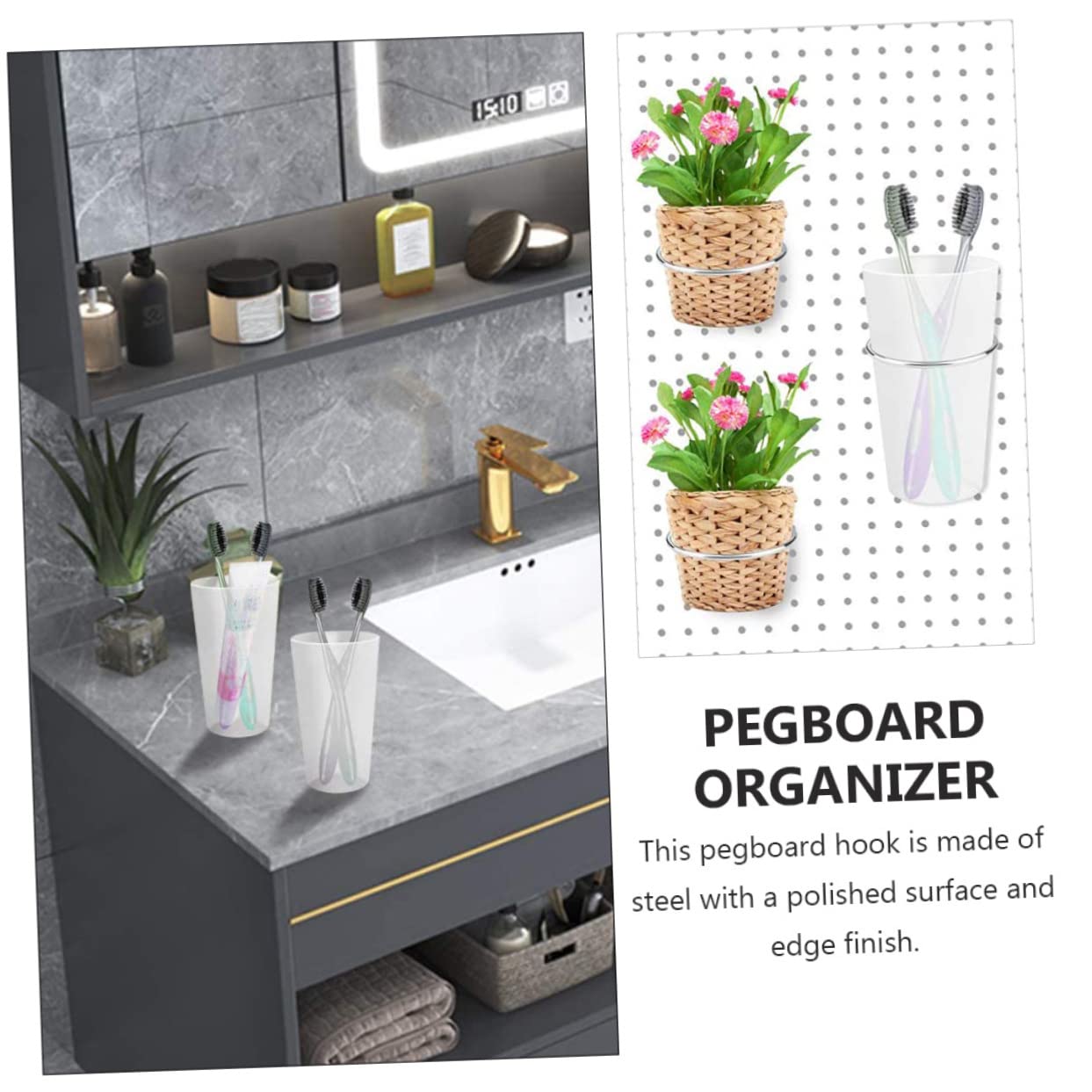 Garneck Garage Pegboard Accessories Pack Round Cup Holders Hooks for Peg Boards Home Tool Organizer