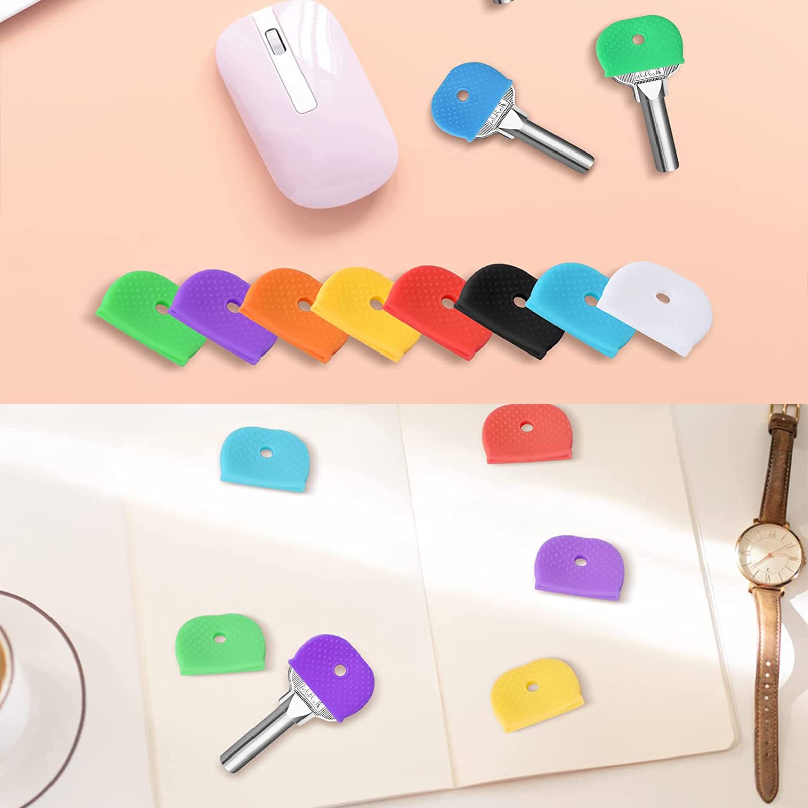 24 X Flexible Key Caps Covers – Easy To Identify Door Keys, 24 Pieces In 8 Assorted Colors – Durable Keycap Covers For Color-Coding - View #8