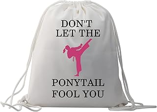 Martial Art Drawstring Backpack Martial Arts Gifts Don't Let the Ponytail Fool You Sackpack Bag (Don't let the ponytail fool you)