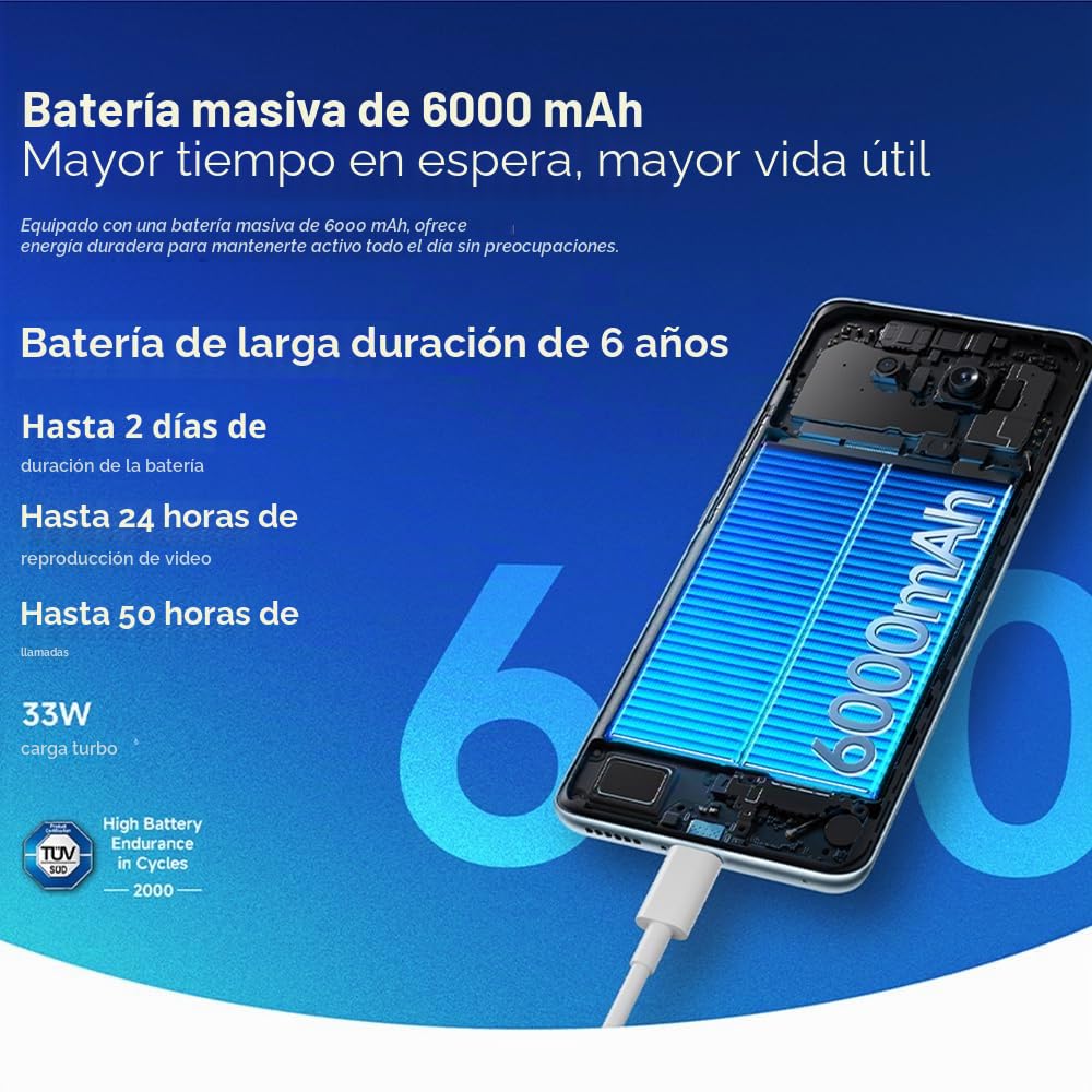 XIAOMI Redmi Note 15 Smartphone 8+256 GB, Pantalla AMOLED 6.77" FHD+, Cámara Super Clear de 108 MP, MediaTek Helio G100-Ultra, Batería 6000 mAh, con Cargador. (Negro)