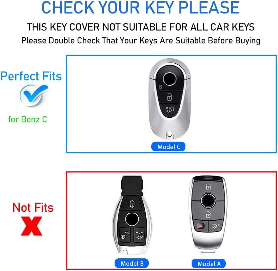 for Mercedes Benz Key Fob Cover, Premium Aluminum and Leather Case