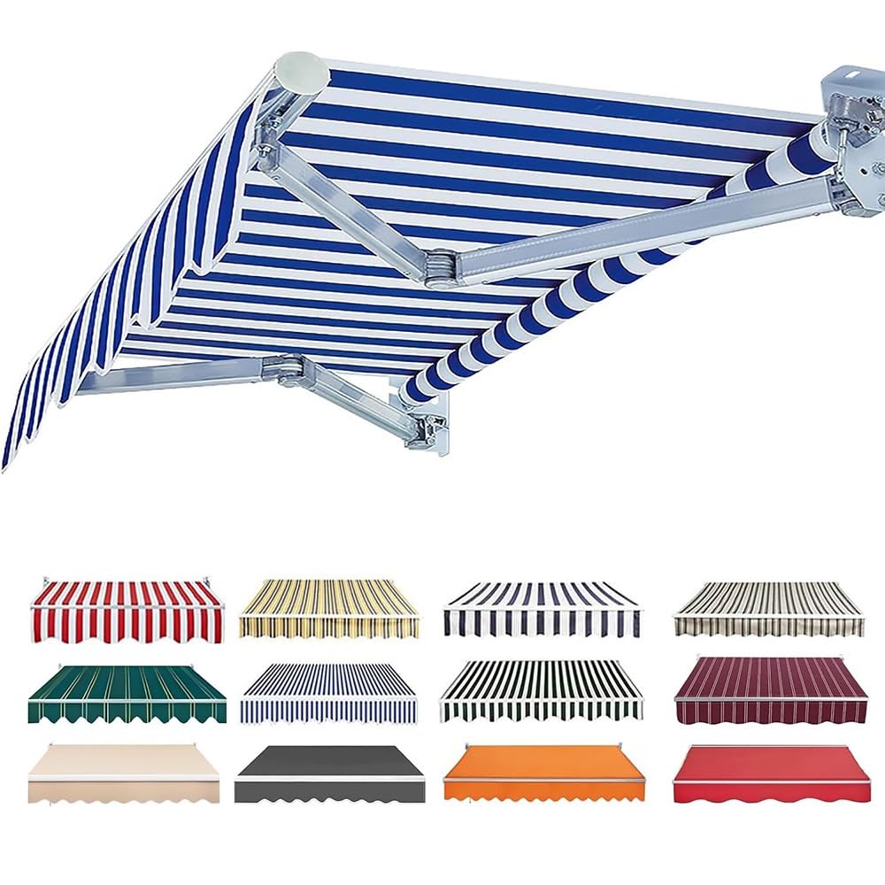 Tessuto di ricambio per tenda da sole, 2,5 x 1,5 m, 3,5 x 1,5 m, 3,5 x 2 m, resistente ai raggi UV, per esterni, patio, baldacchino, copertura retrattile, colore blu-bianco, 2,5 x 2 m