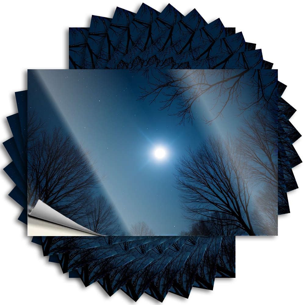 Fzfn Women's Colour Lettering Sticker Custom Farmhouse Cover A Serene Night Sky With A Bright Moon And Starry Backdrop - No Residue Decals For Teen(8X12cm)