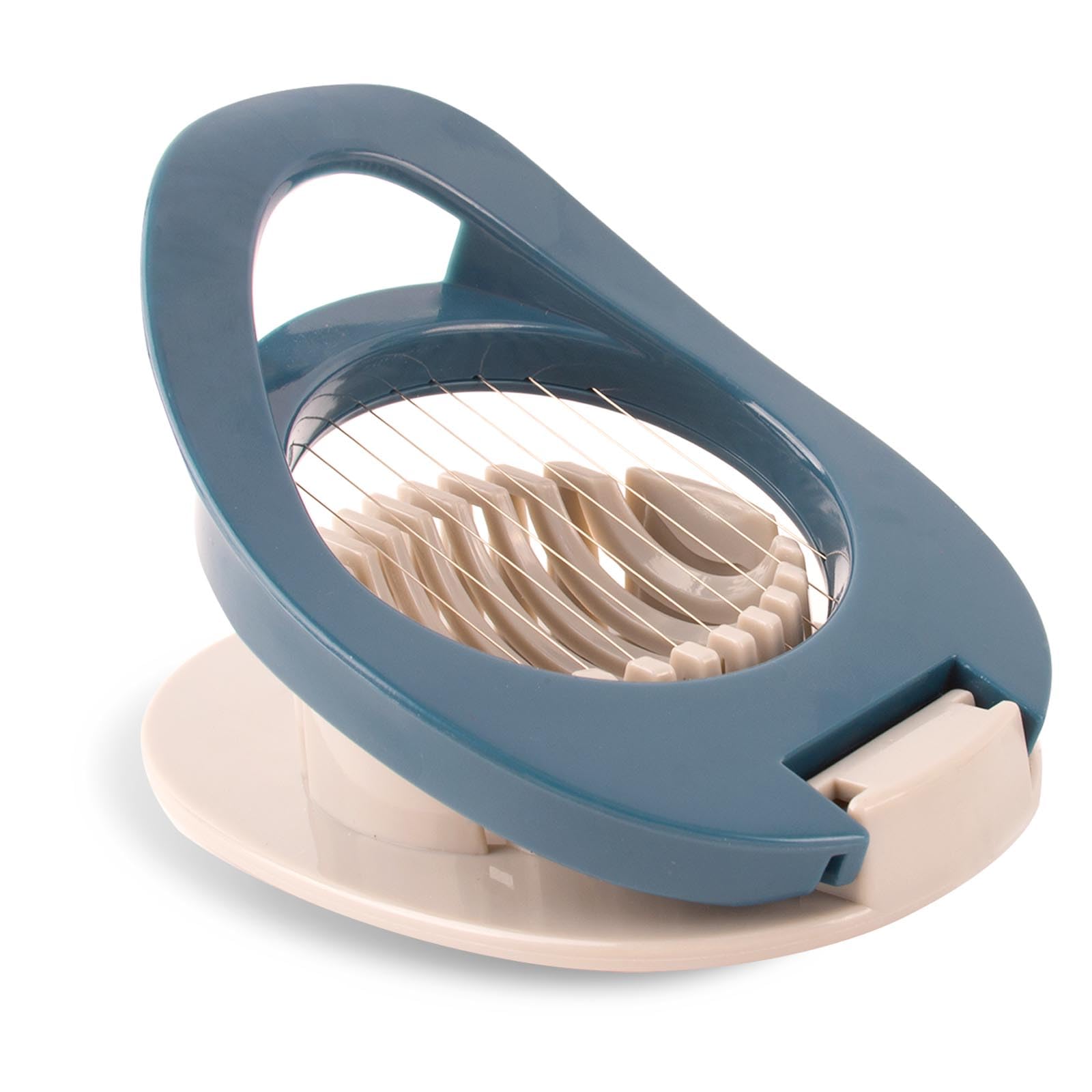 Egg Slicer with Stainless Steel Wire Egg Slicer, Multifunctional Egg Cutter for Evenly Slicing Boiled Eggs Ham Banana and Strawberry (Blue Grey)