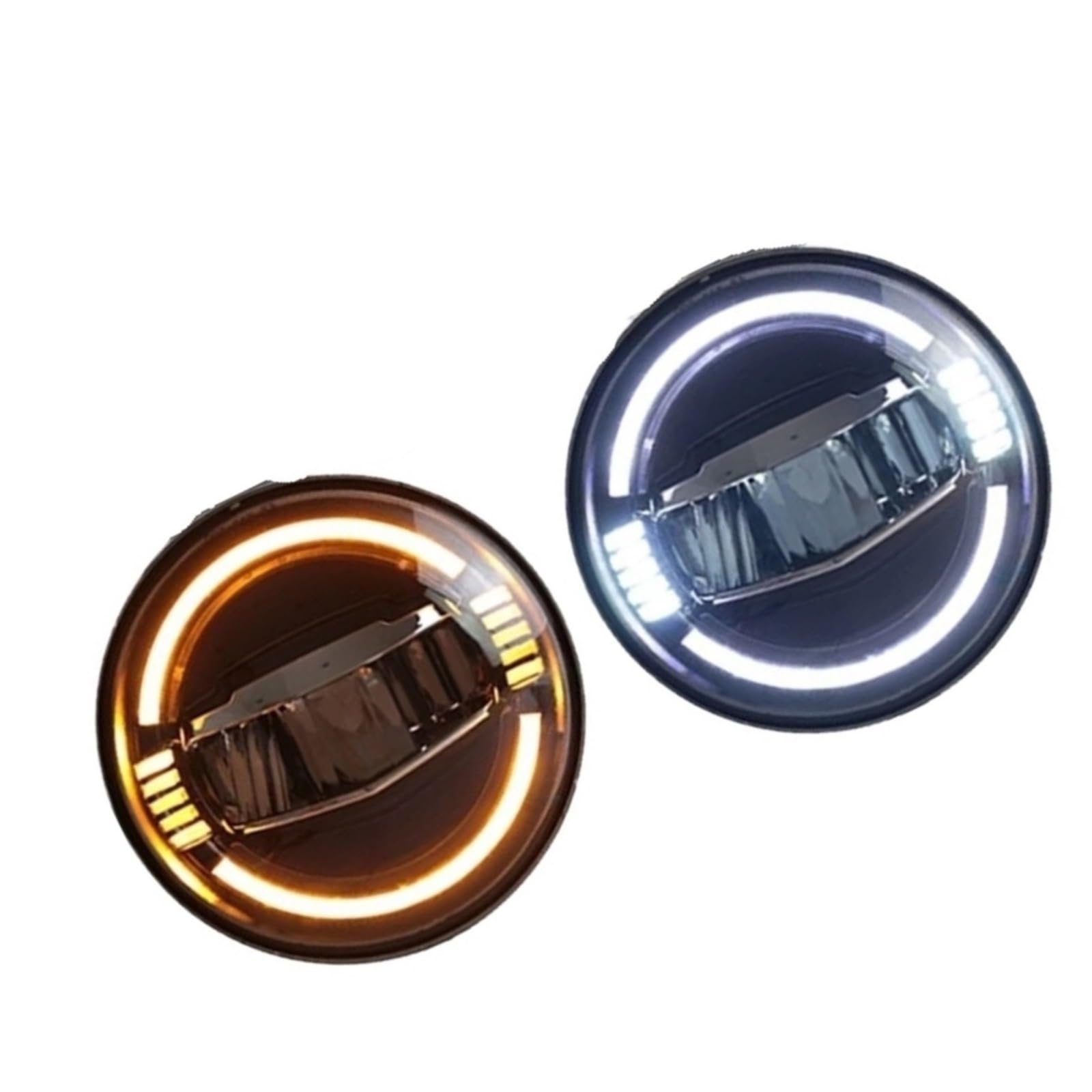 Fari Delle Lampadine Fari A LED 7 Pollici Rotondi Blu DRL Occhi Ad Angolo Indicatori Direzione Camion Fuoristrada 4x4 Per Santana PS10 2004 Fanale Proiettore Auto