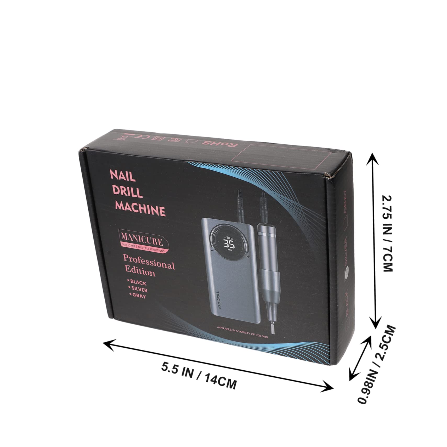 Fresa Unghie Portatile Argento in Abs e Lega di Alluminio
