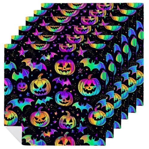 Servilletas de tela con estampado de calabazas y murciélagos, pack de 6 miniatura 1