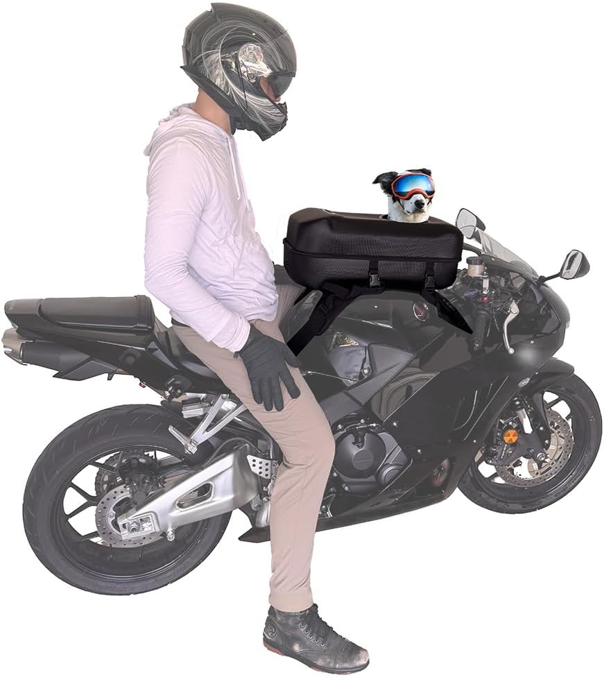 TankMate a Universal Gas Tank Mounted Motorcycle Dog Carrier for Small to Medium Size Dogs, scratchless Non-Slip Design, Waterproof Exterior, Velvet Lined Interior, Safe pet Transport