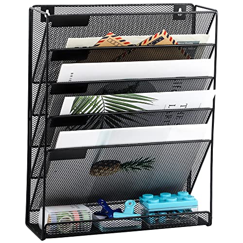 Easepres File Organizer Mesh 5-Tier Black Hanging File Organizer Vertical Holder Rack for Office Home #1