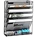 Easepres File Organizer Mesh 5-Tier Black Hanging File Organizer Vertical Holder Rack for Office Home