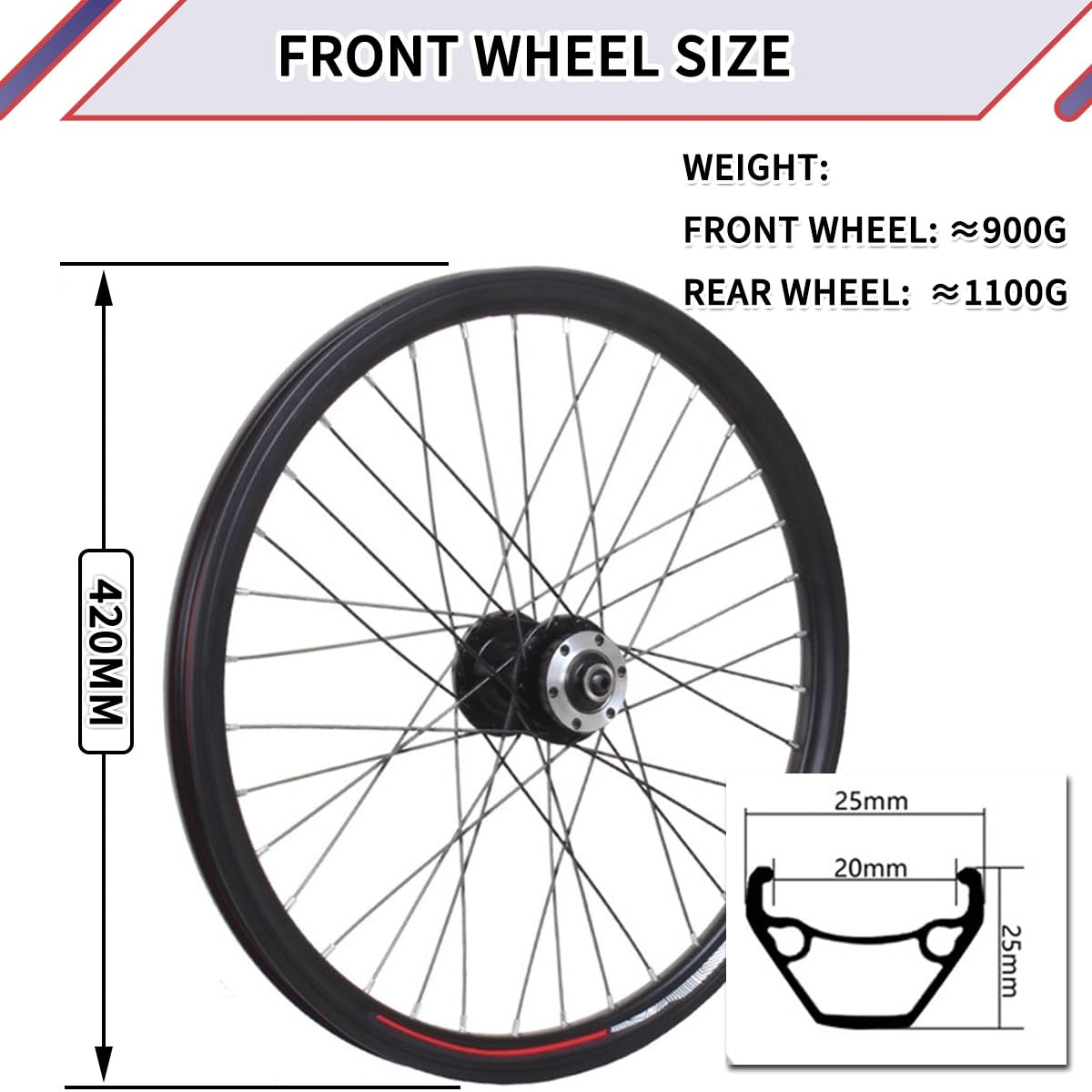 Ruedas de Bicicleta de montaña de 20 Pulgadas, Frenos de Disco, velocidades Variables, bujes de Cassette HG de 36 Orificios, Llantas de aleación de Aluminio de Doble Capa, 100 mm d