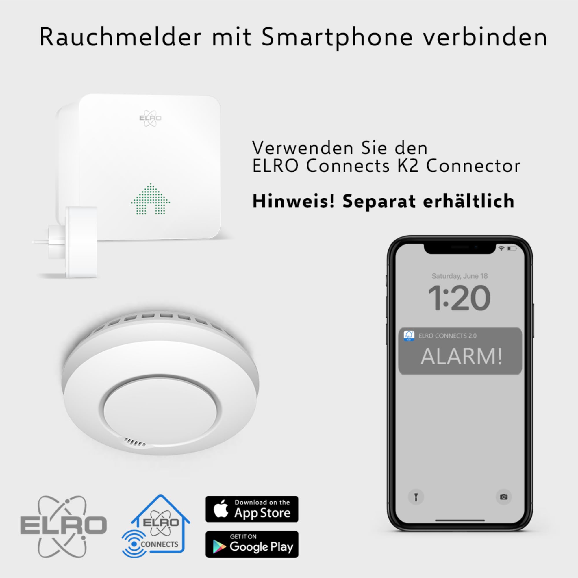 ELRO FZ5002R Connects Funk Rauchmelder-DIN EN14604 geprüft-mit Hitzesensor-Vernetzbar-2-er Set, 6 Stück