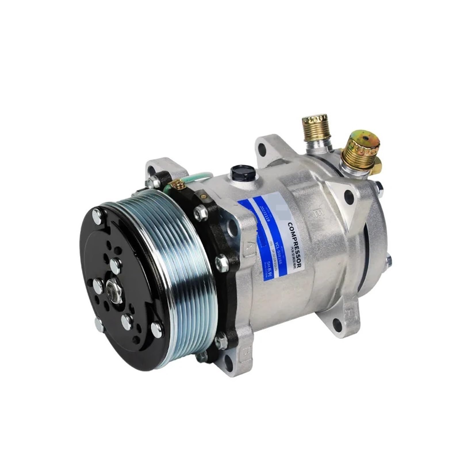 Srtyghpok 1Pcs.12v Universal Car Air Conditioning Compressor, Low Noise 5H14_8pk 12V 24V V Belt Pulley For Tractor Excavator Truck 508 A/C Pump(1Pcs.12v)
