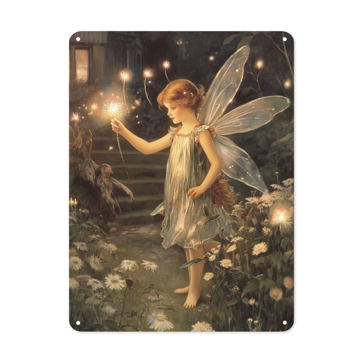 peiyeety Garden Fairy Tin Sign garden Flowers Metal Sign Retro Wall Decor for Home Cafes Office Store Pubs Club Tin Sign Gift 8"x12"