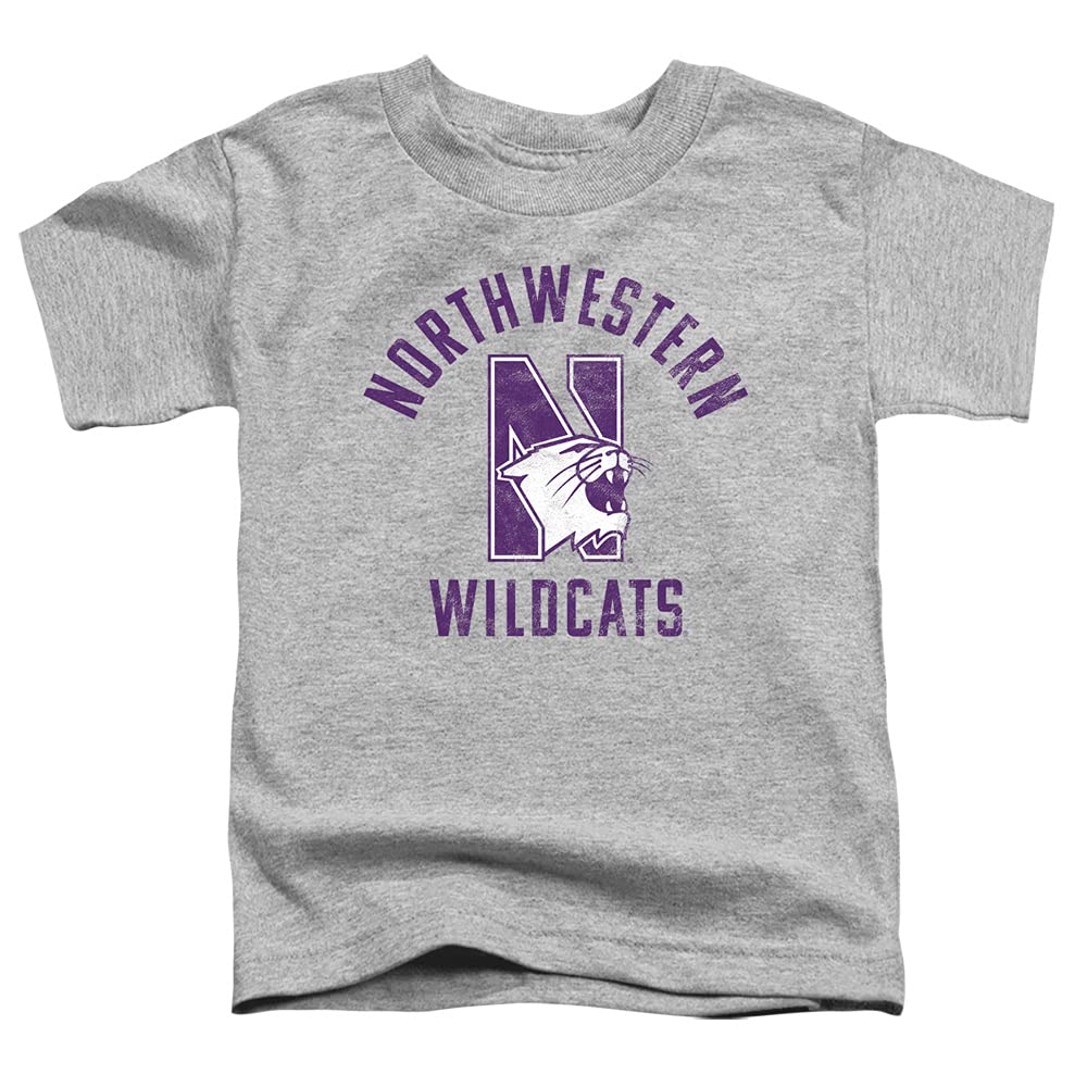 Northwestern University Official Wildcats Logo Unisex Toddler T Shirt,Athletic Heather, 3