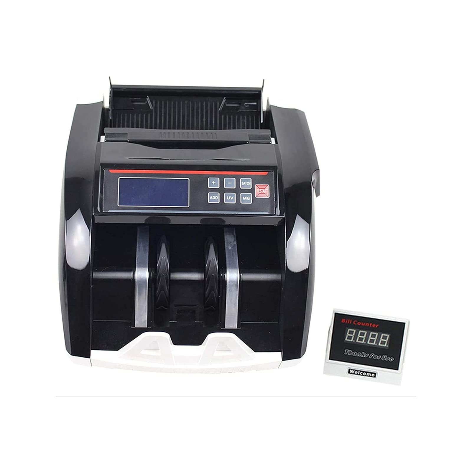 XTZJ Money Counter with UV/MG/IR Counterfeit Detection, Portable Bill Counting Machine, Bill Counter with LED External Display,Add and Batch Modes, 1,000 Bills/Min - Doesn't Count Value of Bills