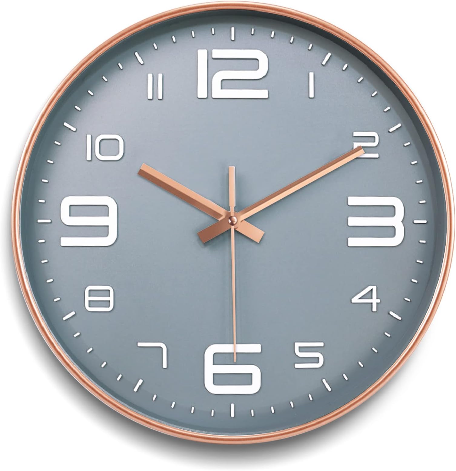 Wanduhr 30cm Rosegold - Lautlos Mit 3D Ziffern Für Wohnzimmer & Büro