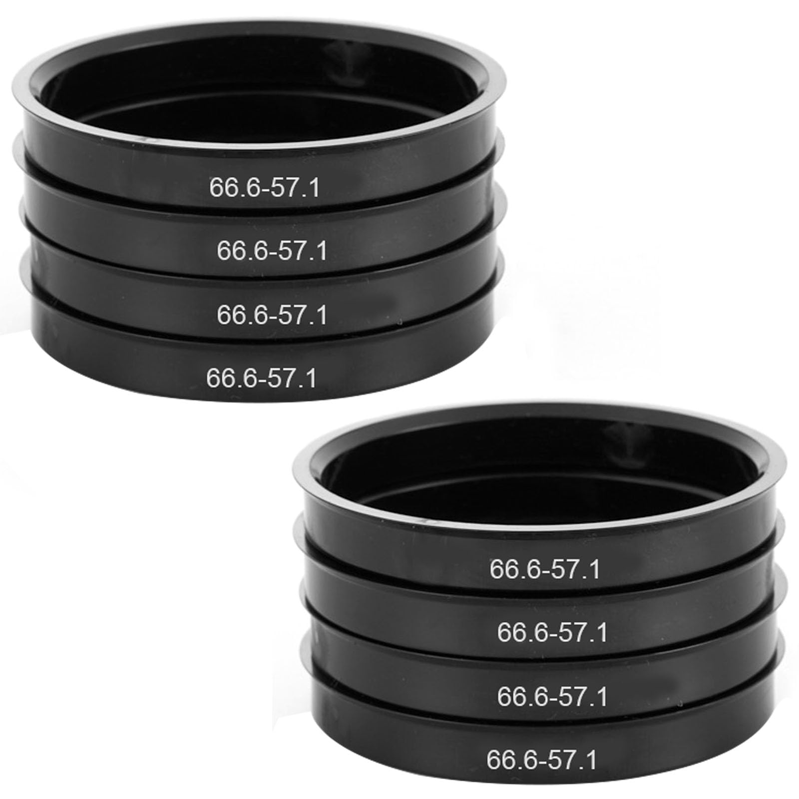 8 Anelli Di Centraggio 66.6 Su 57.1, Anelli Di Centraggio Per Mozzo Ruota 66.6 Su 57.1 Per Universali 66,6 – 57.1, In Plastica, Colore Nero, Compatibili Con Mercedes Benz Audi VW - Foto 11