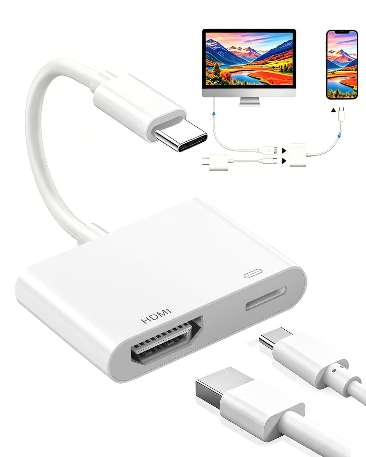 【2026新型】USB Type-C HDMI 変換アダプタ 4K@60Hzタイプc hdmi 変換 usb typec 2in1 100W PD急速充電 iPhone hdmi変換ケーブル usb-c digital av multiportアダプタ シリアルアダプタ Thunderbot 4/3 iPhone 17/16/15/iPad Pro/Mini/MacBookPro/Galaxy対応