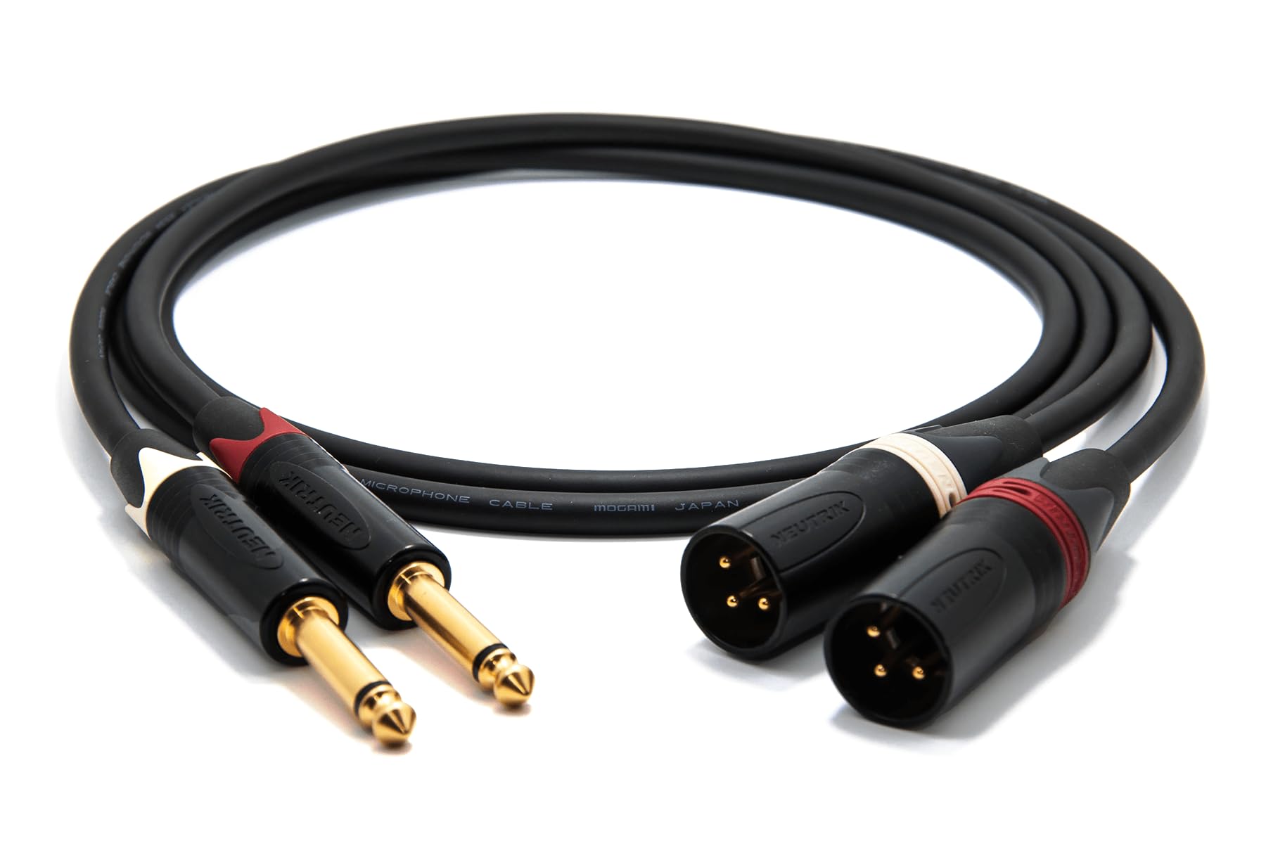 enoaudio Mogami 2534 Quad Stereo Paar (L,R) Audio Kabel | Neutrik Gold 6,3mm TS klinke - XLR male | HiFi, 1,0 m