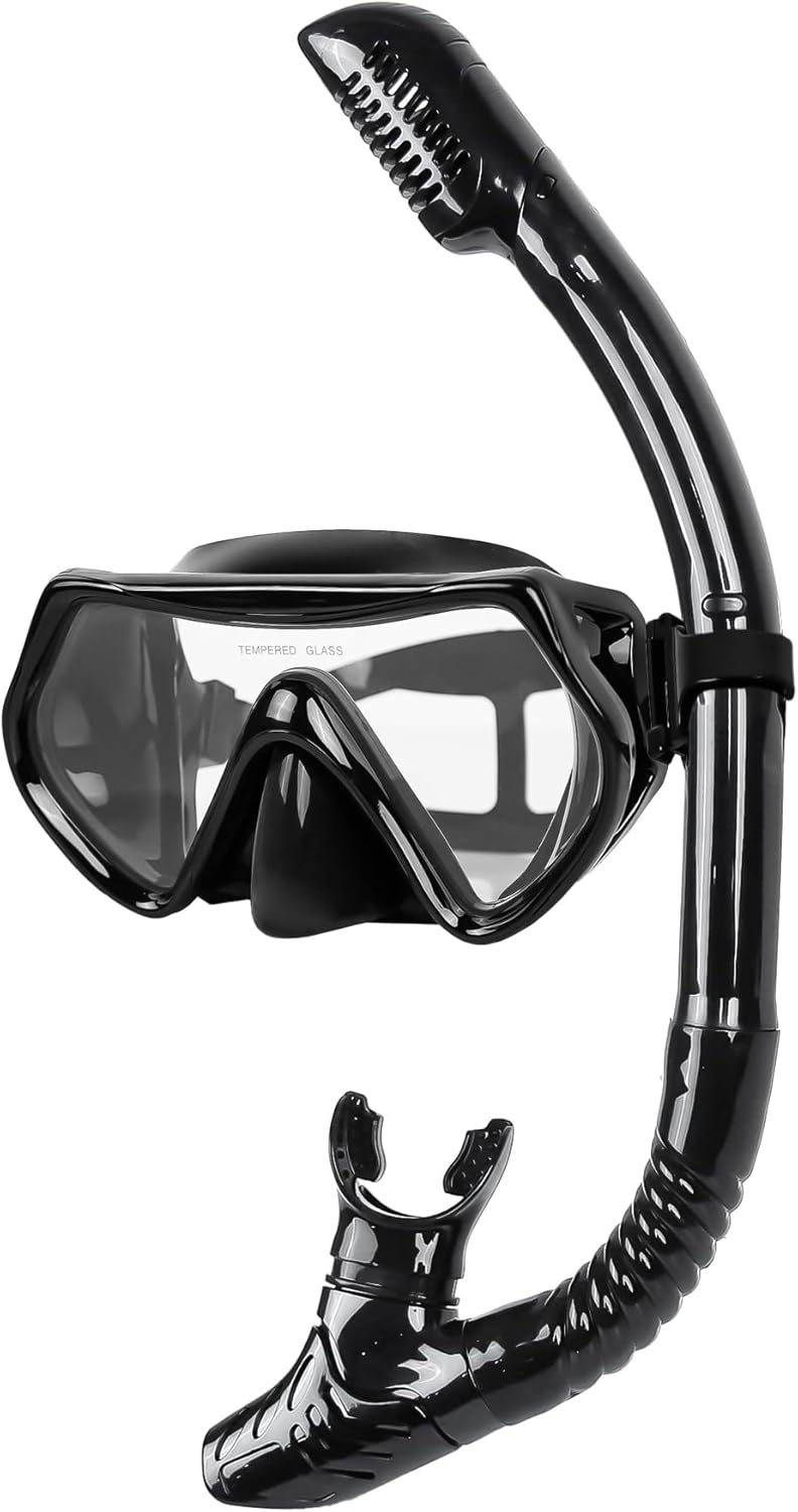 Edge Snorkeling Gear for Adults, Dry-Top Snorkel & Scuba Diving mask, Anti-Fog Wide View Dive Goggles Professional Snorkeling Swimming Set Breathing Freely