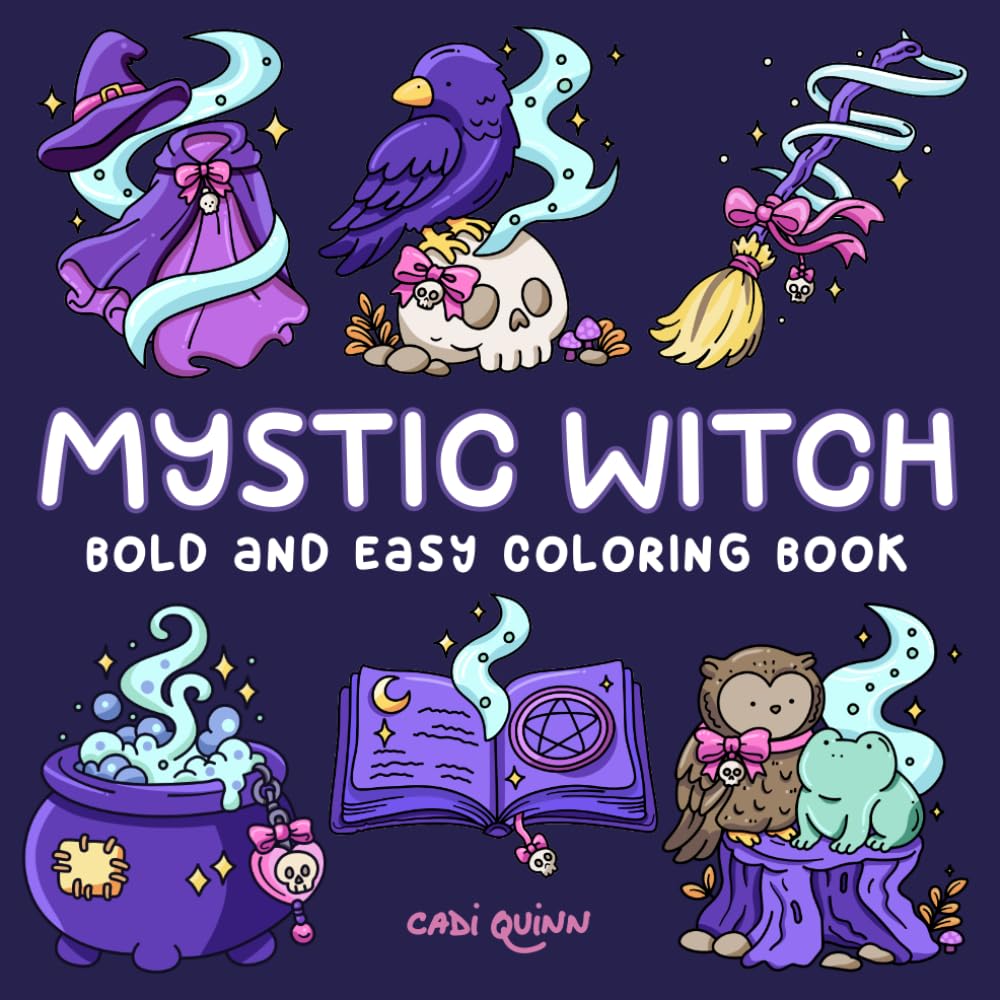 Mystic Witch Coloring Book for Adults and Teens: Bold and Easy Witchcore Illustrations with Spell Jars, Potions & Cozy Magic Scenes for Stress Relief and Relaxation