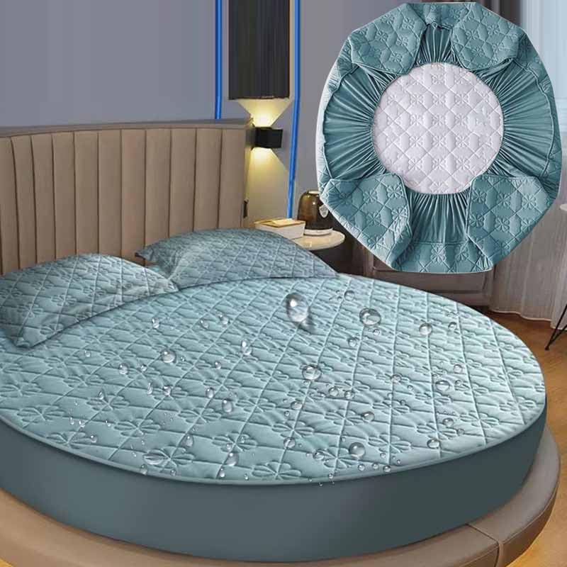 Protector de colchón redondo impermeable, sábana bajera elástica, color sólido, 100 cm de diámetro y suave, perfecto para el hogar y viajes, artículos esenciales de ropa de cama de cuna