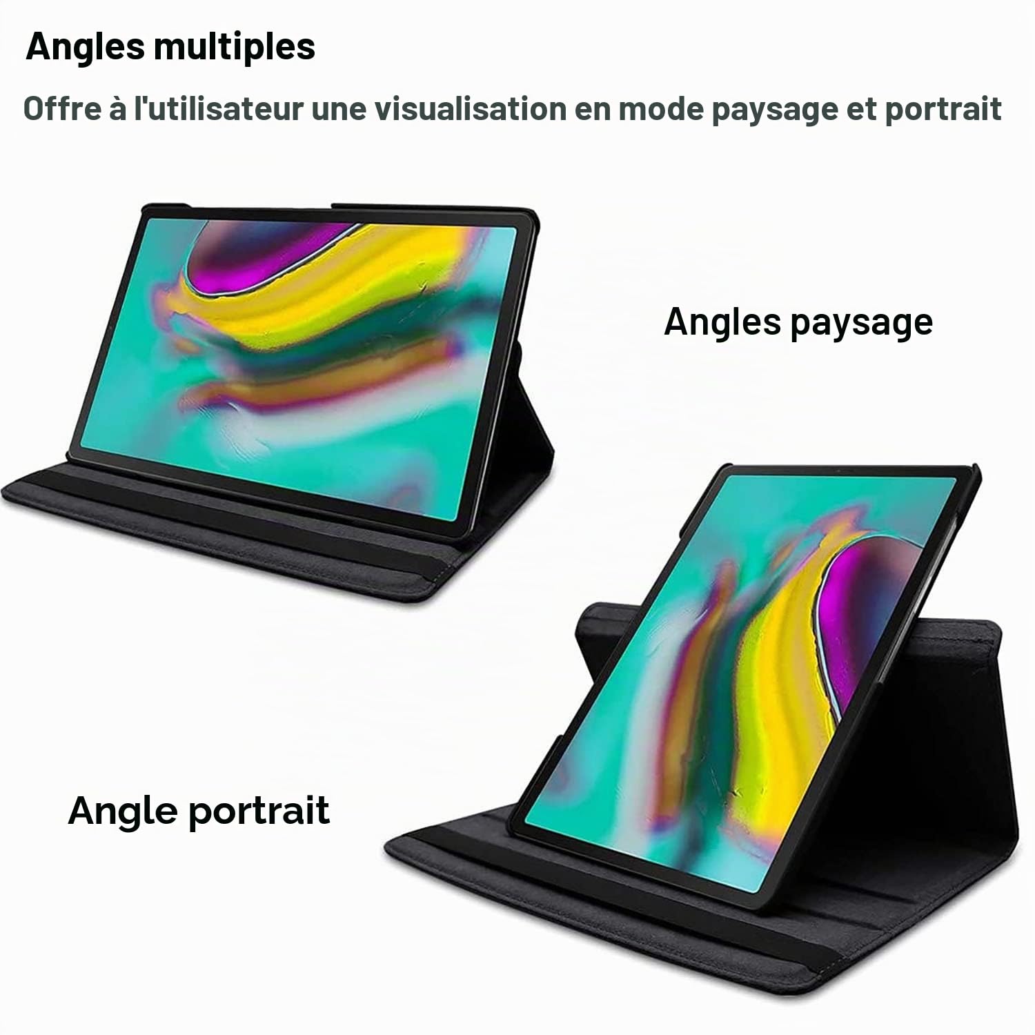 Étui Housse Coque pour Samsung Galaxy Tab S5e 10.5'' 2019 (SM-T720 SM-T725 SM-T727) - Coque de Protection complète rotative à 360 degrés avec Support, Stylet, Film d'écran (Black)