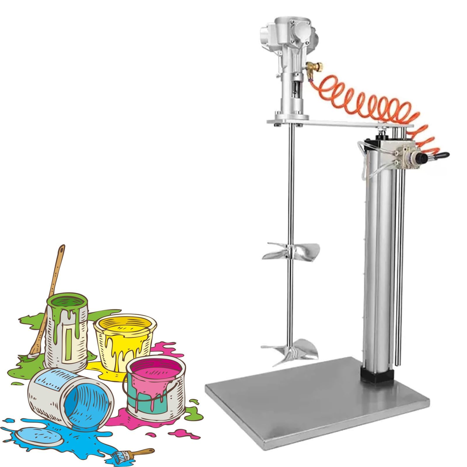 Mezclador neumático de 50 galones para pintura, yeso, pegamento, máquina agitadora de elevación con soporte y ajuste automático de altura, ideal para revestimiento de tinta y mezcla de mortero