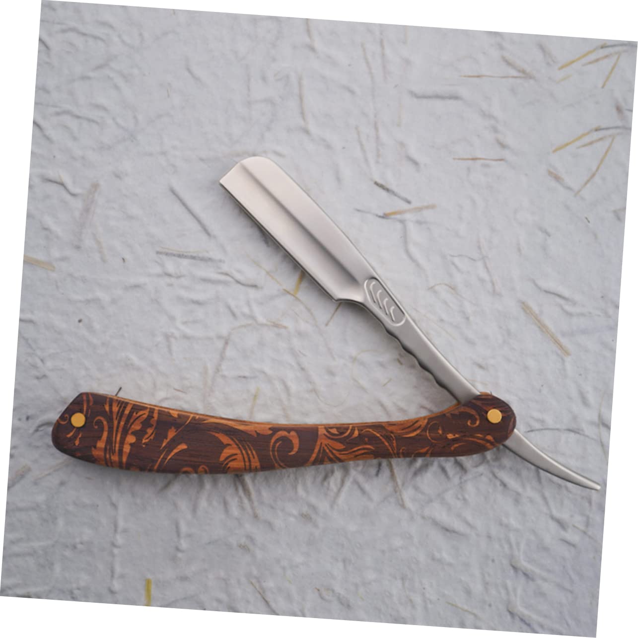 Rasoio Pieghevole in Acciaio Inox e Legno Marrone dallo Stile Vintage | Uso Manuale, Design Sicuro, Finitura Classica Elegante, per Rasatura Liscia in Contesti Privati e Professionali