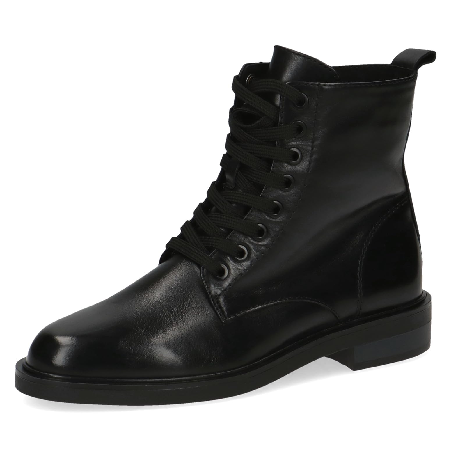 CAPRICE women's lace-up leather ankle boots with zipper, Black (Black Nappa), 5.5 UK