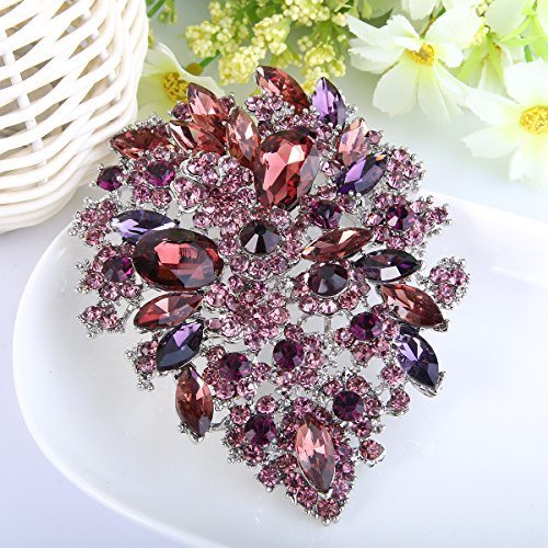 Image of EVER FAITH Women's Austrian Crystal Vintage Style Flower Leaf Cluster Brooch Pendant