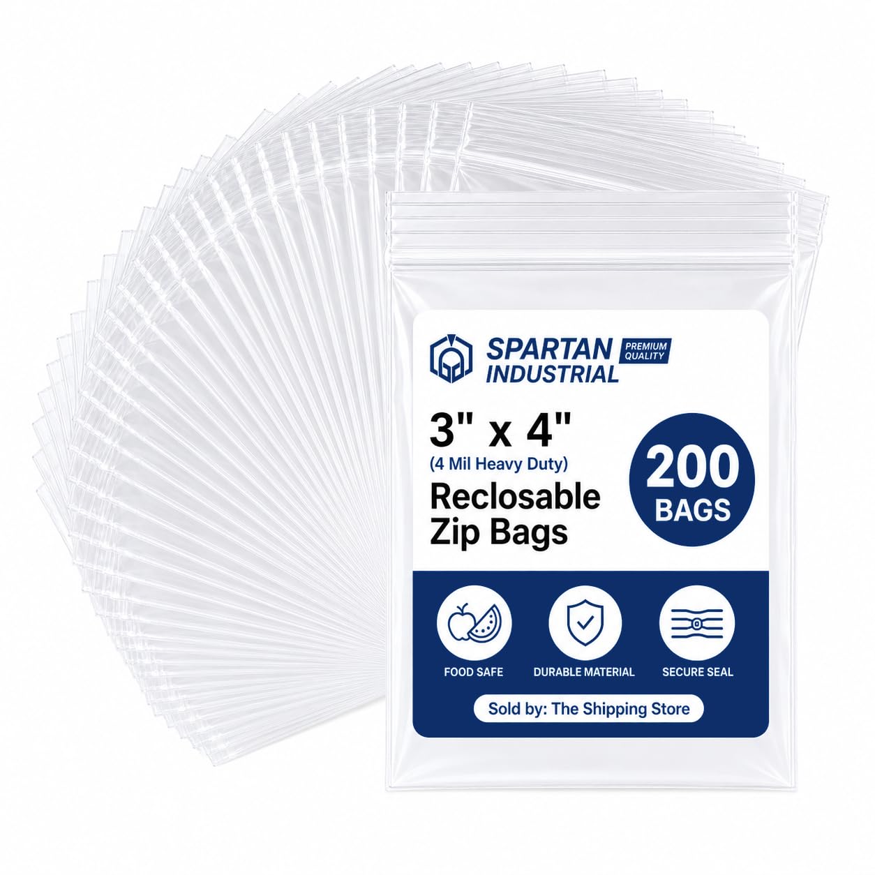 Photo 1 of 200 Count - 3x4 (4 Mil Heavy Duty) Thick Clear Reclosable Zip Poly Bags