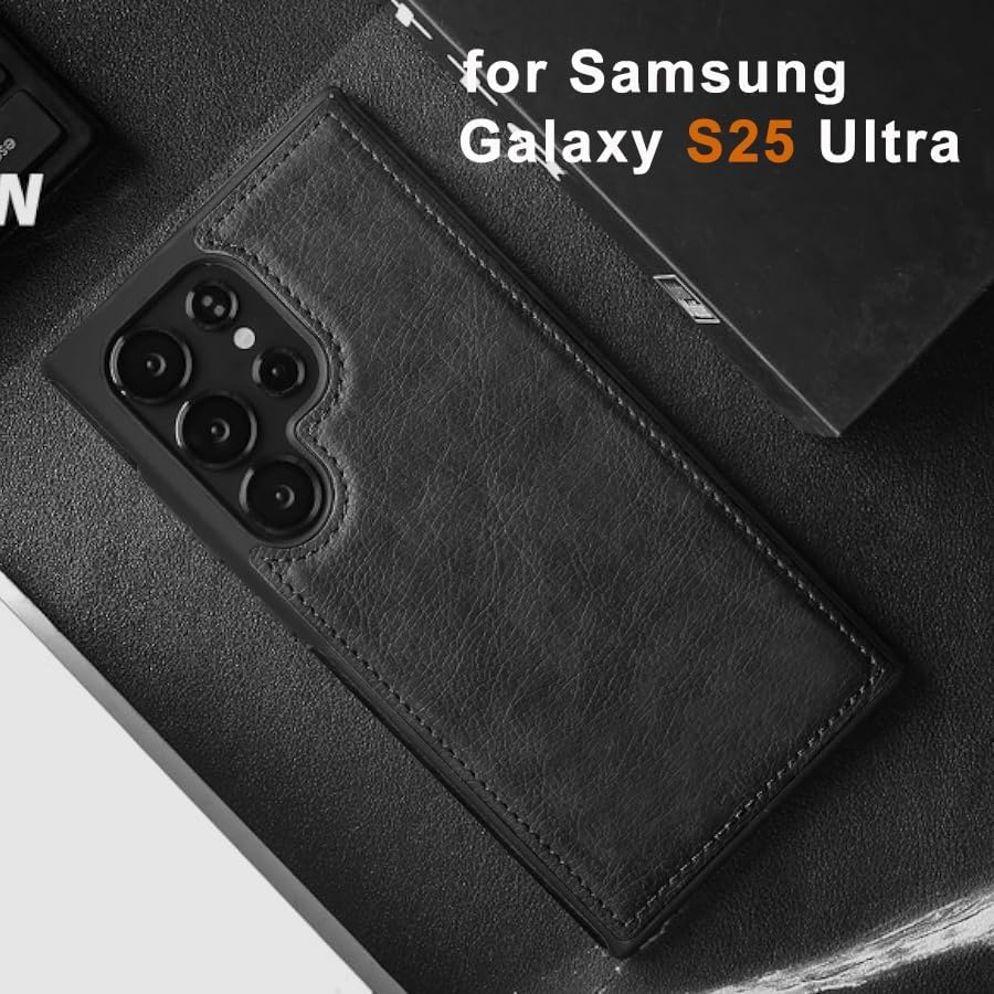 Image of MOBILOVE PU Leather Flexible Back Case Cover for | Samsung Galaxy S25 Ultra 5G (Black)