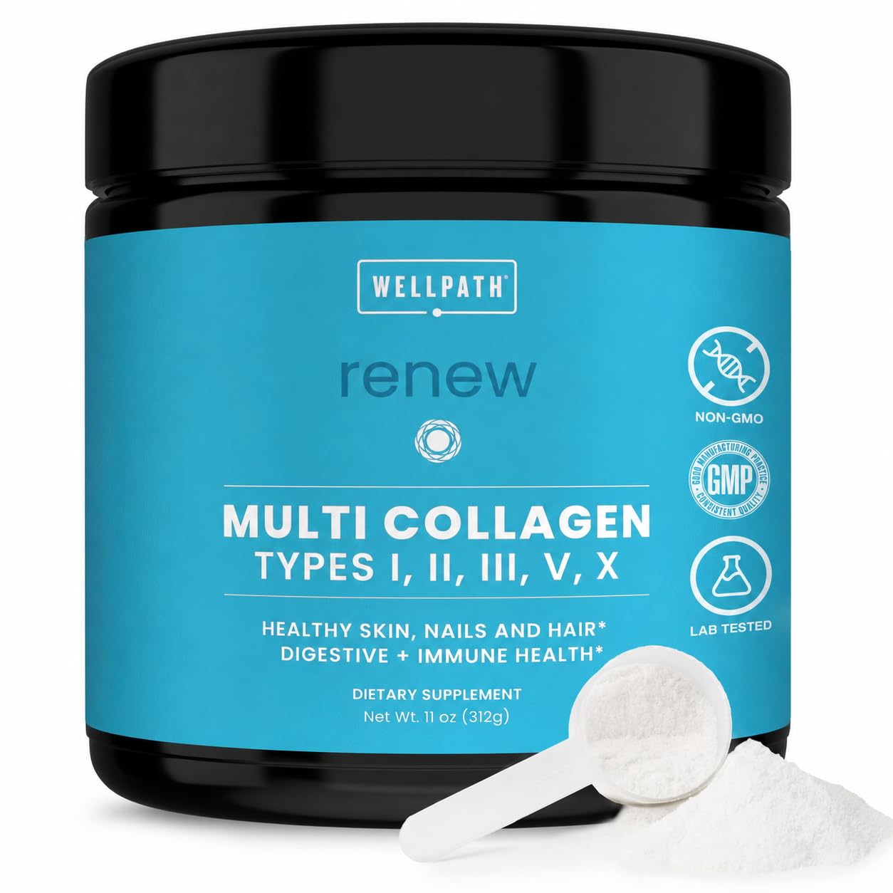 Renew Multi Collagen Peptides Powder for Women & Men, Types I II III V X