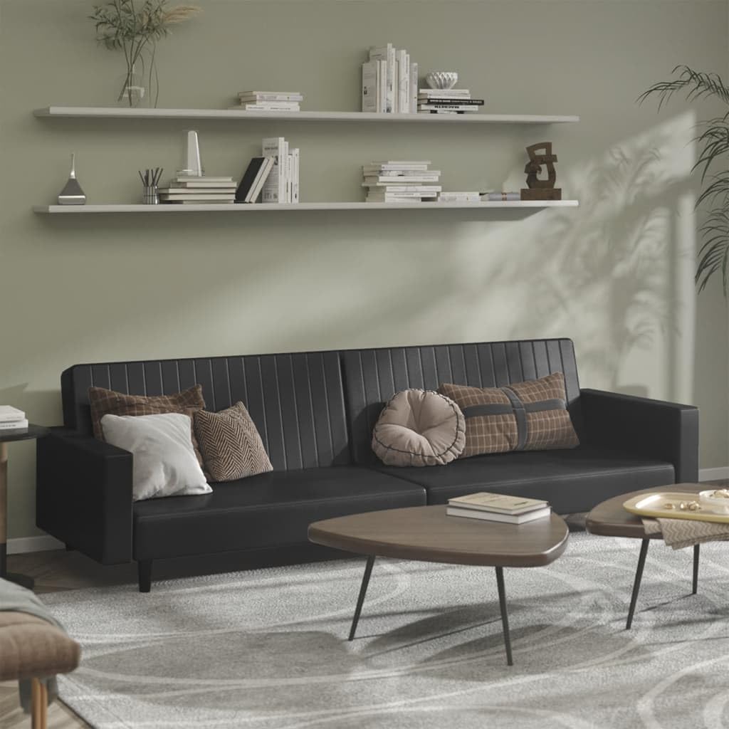 vidaXL Sofá Cama de 2 plazas Cuero sintético Negro